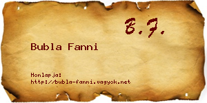 Bubla Fanni névjegykártya